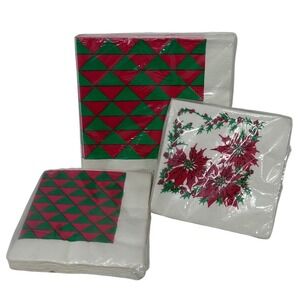 Vintage Gibson Tuttle Press Christmas Napkins Set Luncheon Beverage Poinsettia